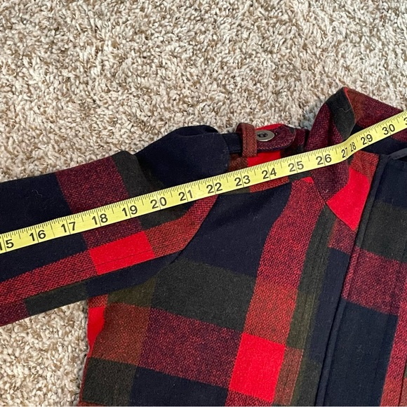 2B BEBE RED CHECKER PLAID Thick Zip Up Button Down Jacket Size Small - Picture 9 of 11